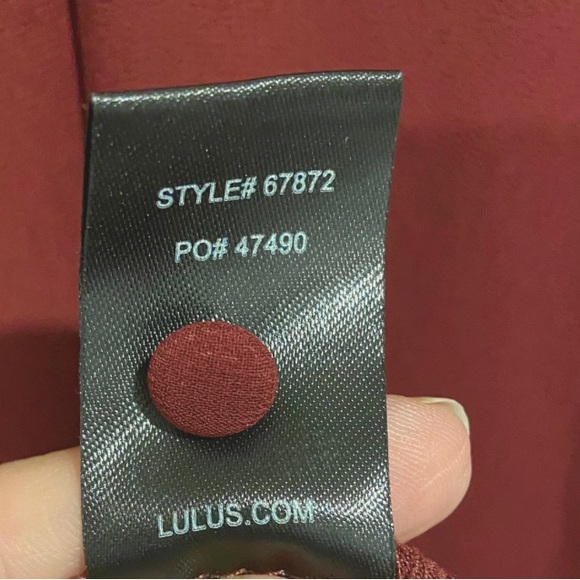 LULUS All My Life Maxi Dress Burgundy Long Sleeve Deep V Plunge Front High Slit - Picture 11 of 16